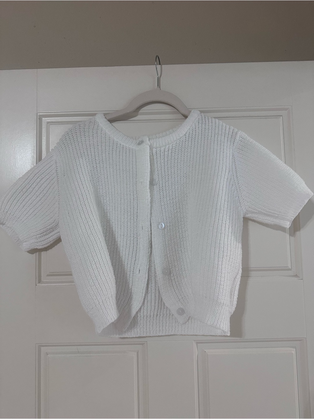 SHEIN White Ribbed Button-Front Knit Cardigan - Picture 2 of 3